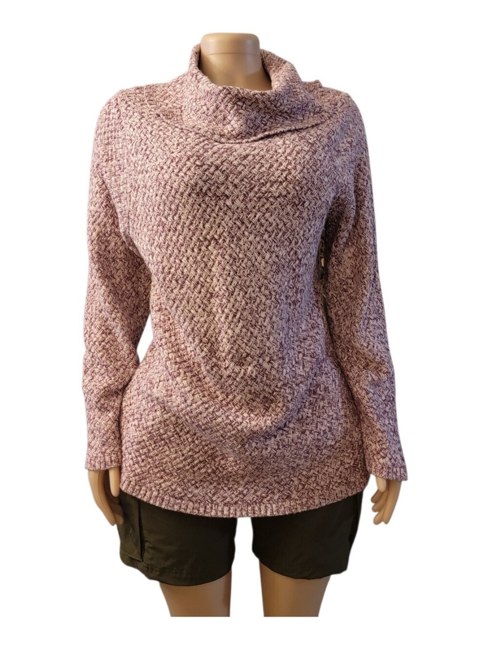 Dana Buchman Dusty Rose Marled Cowl Neck Sweater